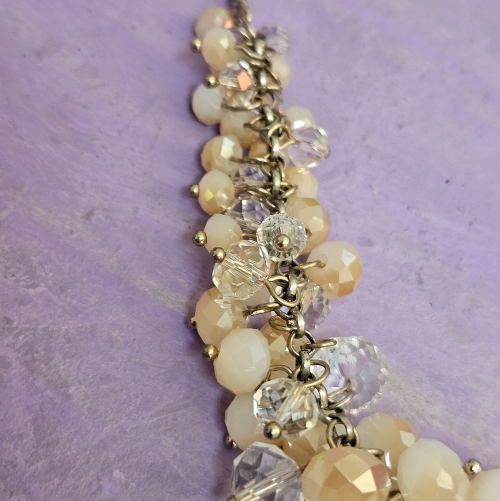 Vintage Gold and Cream Bead & Pearl Statement Necklace - Picture 3 of 12